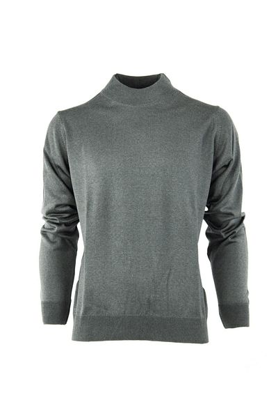 Oppland Men's Long Sleeve Half Turtleneck Classic Model Comfortable Cut Full Pattern Wool Woven Sweater