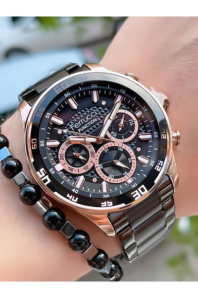 Ferrucci Functional Steel Cord Special Design Men's Wristwatch + Bracelet with Gift