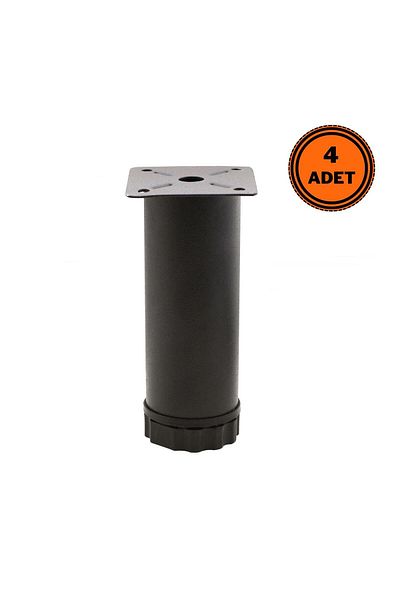 EYM 4 Pieces Metal Furniture Legs - 10 cm Adjustable, 42 mm Matte Black