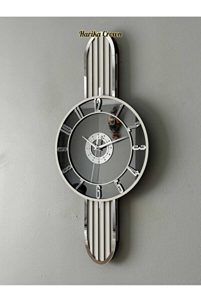 hibiscus Modern Tasarımlı Ahşap ve Aynalı Duvar Saati - Evinize Estetik Dokunuş (66 cm)