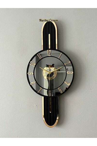 hibiscus Modern Tasarımlı Ahşap ve Aynalı Duvar Saati - Evinize Estetik Dokun...