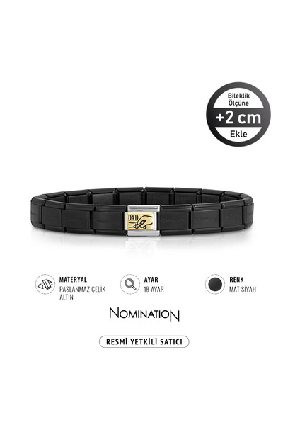 NOMİNATİON Italy Composable 18K Altın Dad Hand ve Çelik Bileklik Mat Siyah