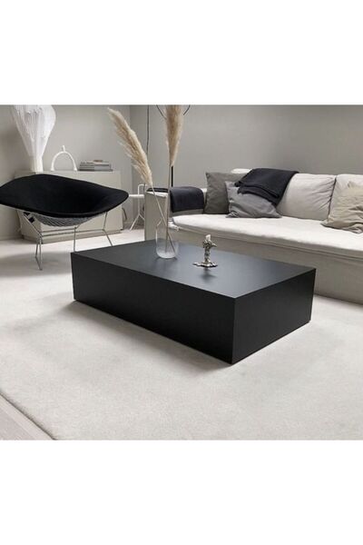 LUXURY VİLLA Luxury Siyah Ipek Mat Orta Sehpa 70x110 Yükseklik 30cm