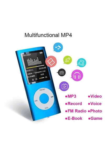 JUNGLEE Mp3 Çalar Ses Kayıt Fm Radyo Sd Kart Girişli Mp4 Player 1.8 Inç Renkli Ekran