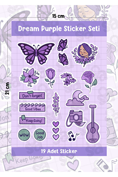 Sticker Adresim Dream Purple Sticker Seti Planner - Ajanda -Bullet Journal Bi...