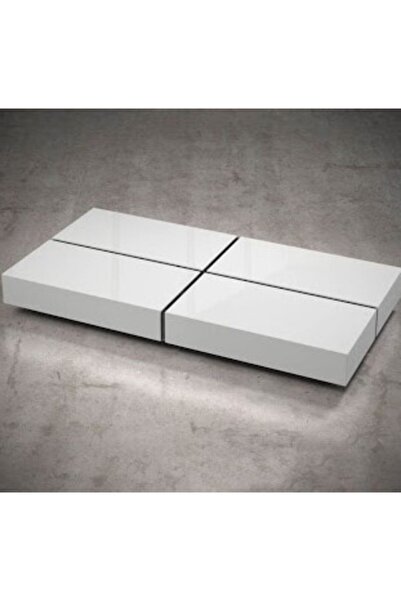 Gençtürk Luxury Beyaz Camlı Orta Sehpa 70x150 Yükseklik 25 Cm