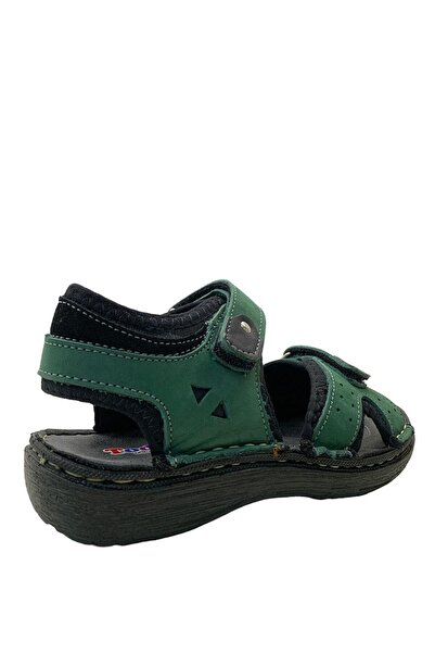 Toddler Boy's Green Leather Sandals - 4544 Model