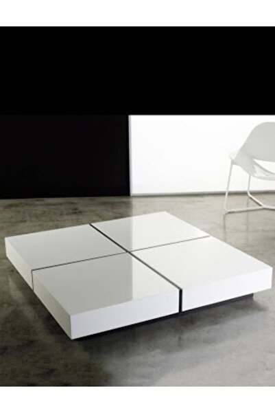 Gençtürk Luxury Beyaz Camlı Orta Sehpa 110x110 Yükseklik 25 Cm