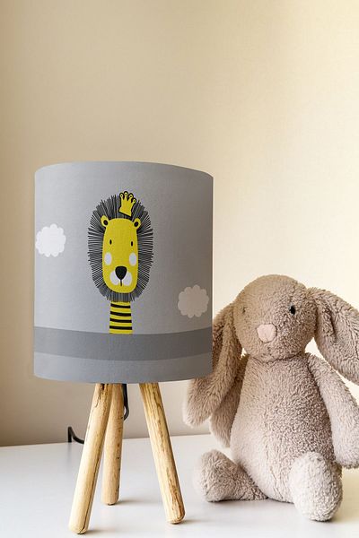 Talia Home Lion King Patterned Children's Room - Lampshade Table Lamp Tlab-094