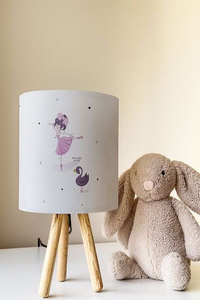 Talia Home Swan Patterned Ballerina Kids Room Lampshade Lamp - Tlab-290
