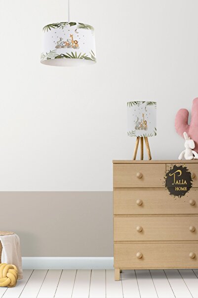 Talia Home Safari Sevimli Hayvanlar Desenli Sarkıt Avize ve Abajur Masa Lamba...