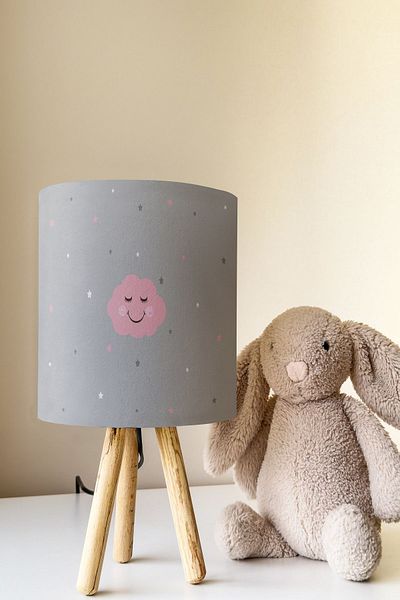 Talia Home Cloud Patterned Smiling Children's Room Lampshade Lamp - Tlab-279
