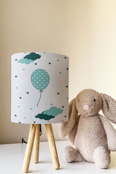 Talia Home Green Balloon Patterned Children's Room Lamp - Tlab-200
