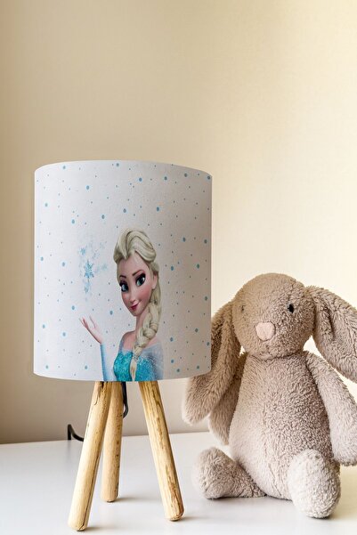 Talia Home Elsa Patterned Blue Children's Room - Frozen Lampshade Table Lamp Tlab-307