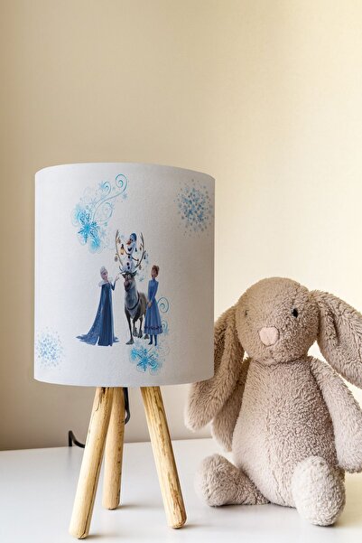 Talia Home Elsa Patterned Blue Children's Room Frozen - Lampshade Table Lamp Tlab-312