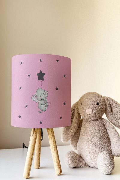 Talia Home Star Patterned Children's Room - Lampshade Table, Lamp Tlab-178