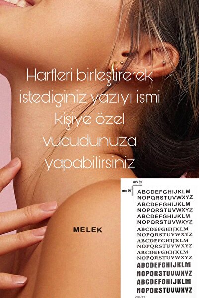 Tattoo Gerçekci Geçici Harfler Istenilen Isim Yazı Dövme Etiket Kadın Erkek K...
