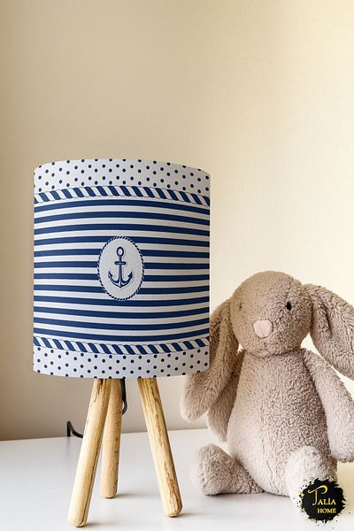 Talia Home Sailor Patterned Children's Room - Lampshade Table Lamp Tlab-024