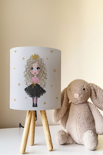 Talia Home Curly Princess Lamp for Children's Room - Lampshade Table Tlab-067