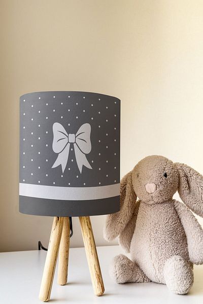 Talia Home Children's Room Ribbon Patterned Lampshade Table - Tlab-099
