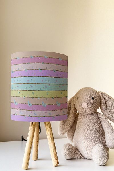 Talia Home Patterned and Colorful Children's Room Lampshade Table Lamp - Tlab-292