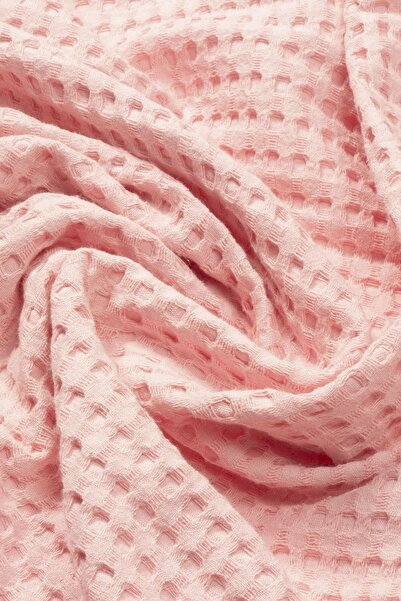 Vionel Home 100% Cotton Double Bedspread Pique, Waffle Pattern Pink Pique with Pompom