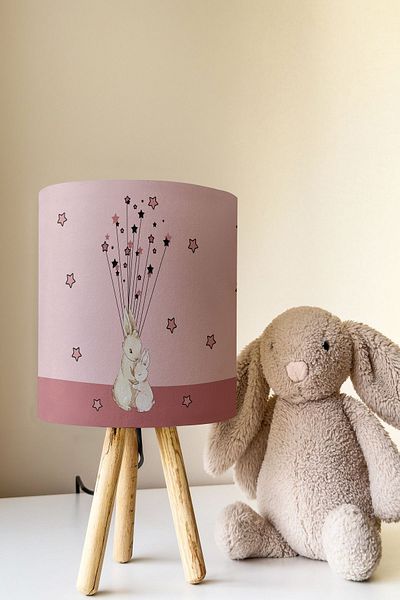 Talia Home Rabbit Patterned Children's Room Lampshade Table - Tlab-167