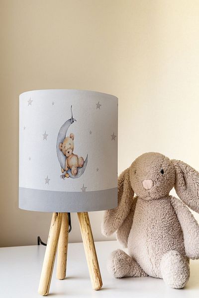 Talia Home Bear Patterned Sleeping Children's Room - Lampshade Lamp Tlab-278