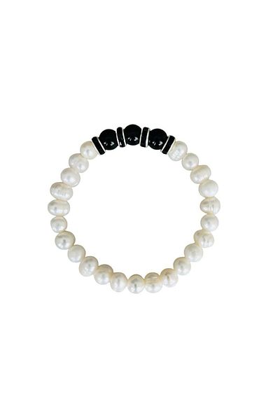 MK tasarım REAL PEARL REAL ONYX STONE BRACELET MK.026.003