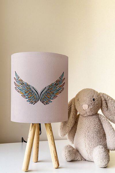 Talia Home Colorful Children's Room Lampshade Table - Wings and Lamp Tlab-056