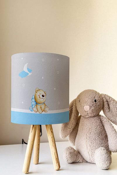 Talia Home Little Bear Patterned Children's Room - Cute Lampshade Table, Lamp Tlab-174