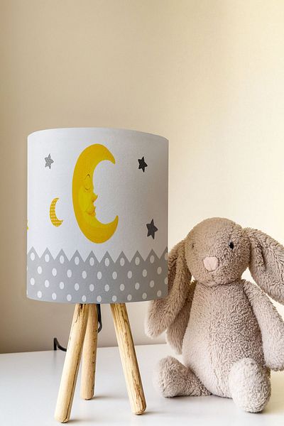 Talia Home Star and Moon Patterned Children's Lampshade Table Lamp - Tlab-250
