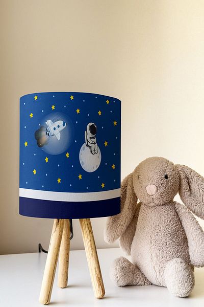 Talia Home Spacex Patterned Astronaut Space Children's Room - Lampshade Table Lamp Tlab-150