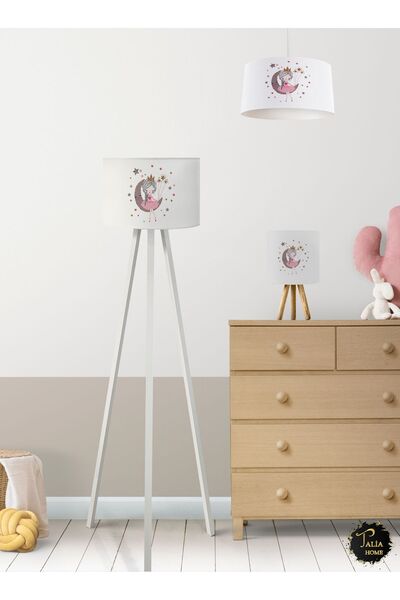 Talia Home Ay'da Oturan Kız Çocuk Odası Avize-Abajur-Lambader 3'lü Takım TLAL...