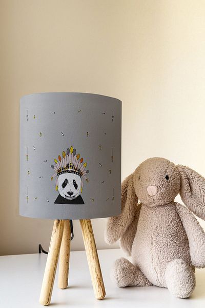 Talia Home Panda Patterned Children's Room - Lampshade Table, Lamp Tlab-101
