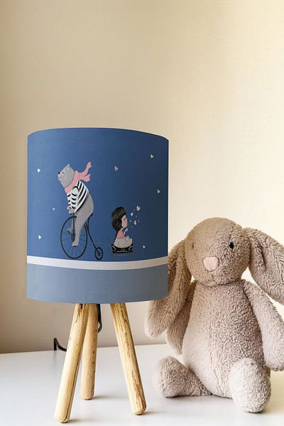 Talia Home Girl Patterned Bicycle Children's Room - Lampshade Lamp Tlab-183