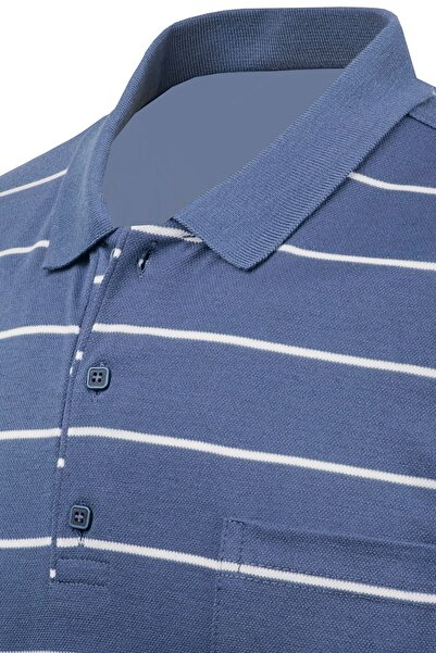 Çizgi Triko Ανδρικό μπλουζάκι πόλο με λαιμόκοψη με κουμπιά τσέπης Classic Fit