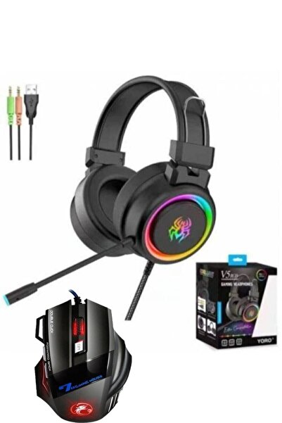 SNEXPRES Yoro V5 Işıklı Ps4-xbox One-pc Gamer Oyuncu Kulaklığı Oyuncu Mause