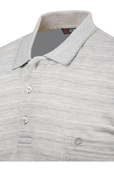 Çizgi Triko Ανδρικό μπλουζάκι πόλο με λαιμόκοψη με κουμπιά τσέπης Classic Fit