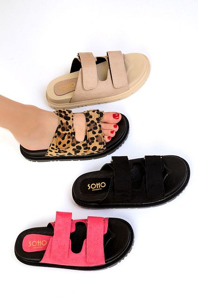 SOHO Leopard Patterned Women's Slippers - 19264