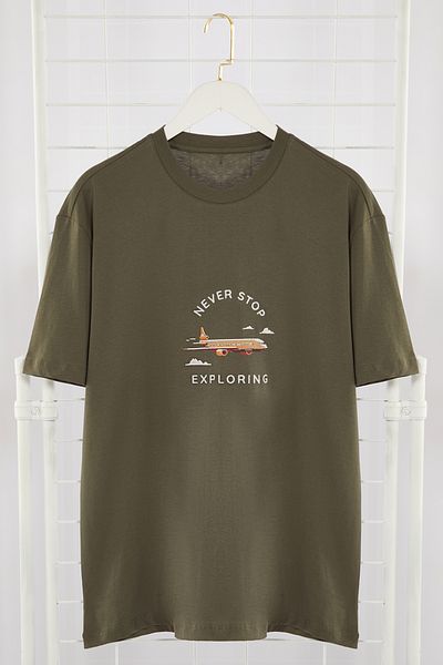 Trendyol Collection Antracitové vyšívané oversize bavlněné organické tričko - TMNSS24TS00168