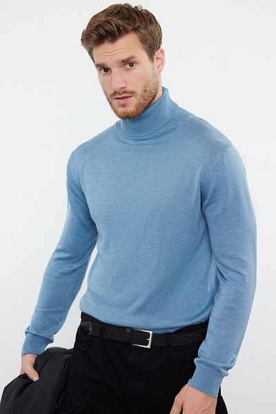 Trendyol Collection Πλεκτό πουλόβερ με βενζινοκίνητο λεπτό βαμβακερό ζιβάγκο TMNAW25KZ00003