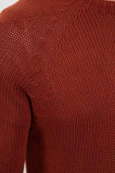 Trendyol Collection Brick Color Slim Fit Crew Neck Knitwear Sweater - Raglan Sleeve TMNAW25KZ00000