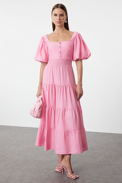 Trendyol Collection Pink Maxi Plain Woven Dress - Twoss24El00431