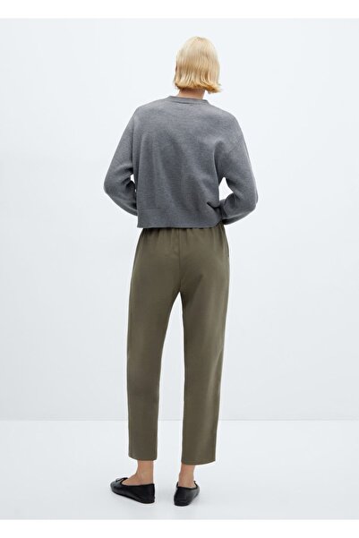 MANGO Woman Bağ detaylı dökümlü düz kesim pantolon