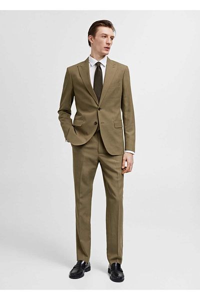 MANGO Man Slim Fit Pleated Suit Pants