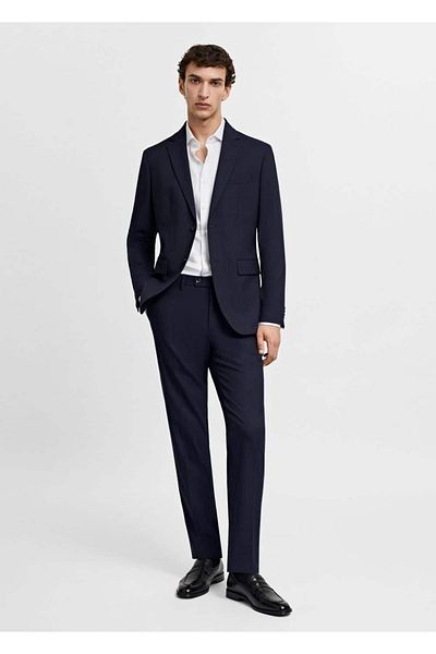 MANGO Man Slim Fit Twill Fabric Shirt with Cufflinks