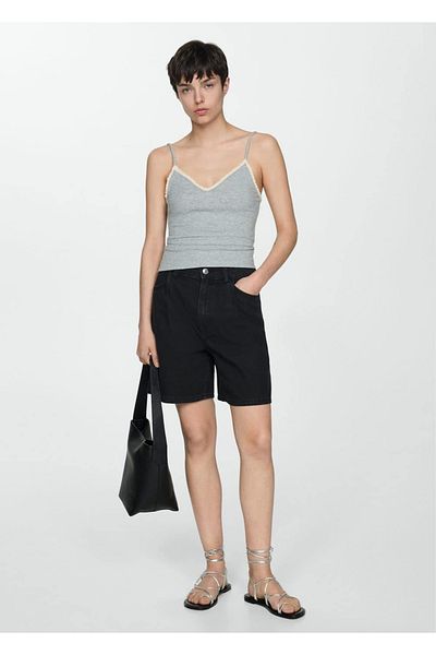 MANGO Woman Denim Shorts with Pens