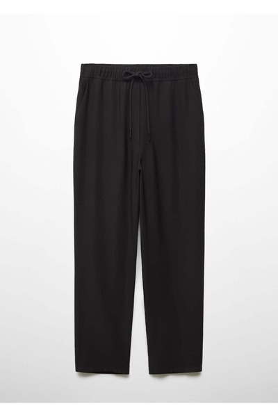 MANGO Woman Bağ detaylı dökümlü düz kesim pantolon