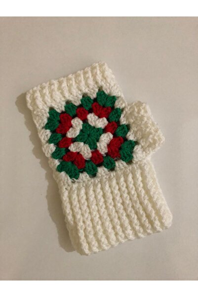 Hobi Dünyası Çeyizci El Örgüsü Kare Motif Parmaksız Eldiven